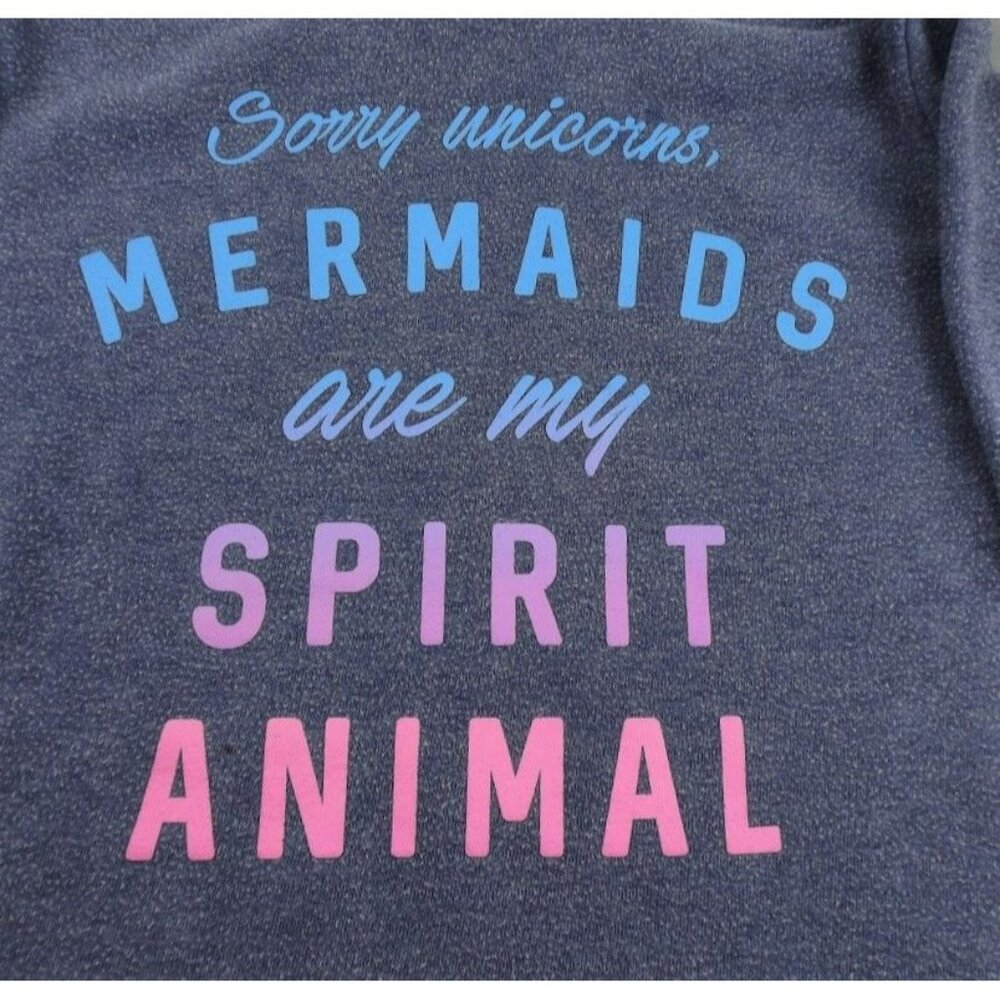 Sorry Unicorns Mermaids are my Spirit Animal Women Blue Pullover Hoodie XS JH872